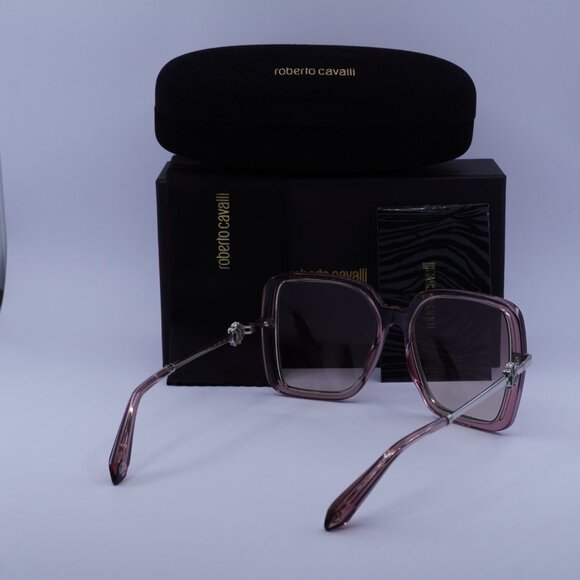 Roberto Cavalli SRC007 0D48 Square Sunglasses – Transparent Pink/Brown Gradient - Picture 10 of 11
